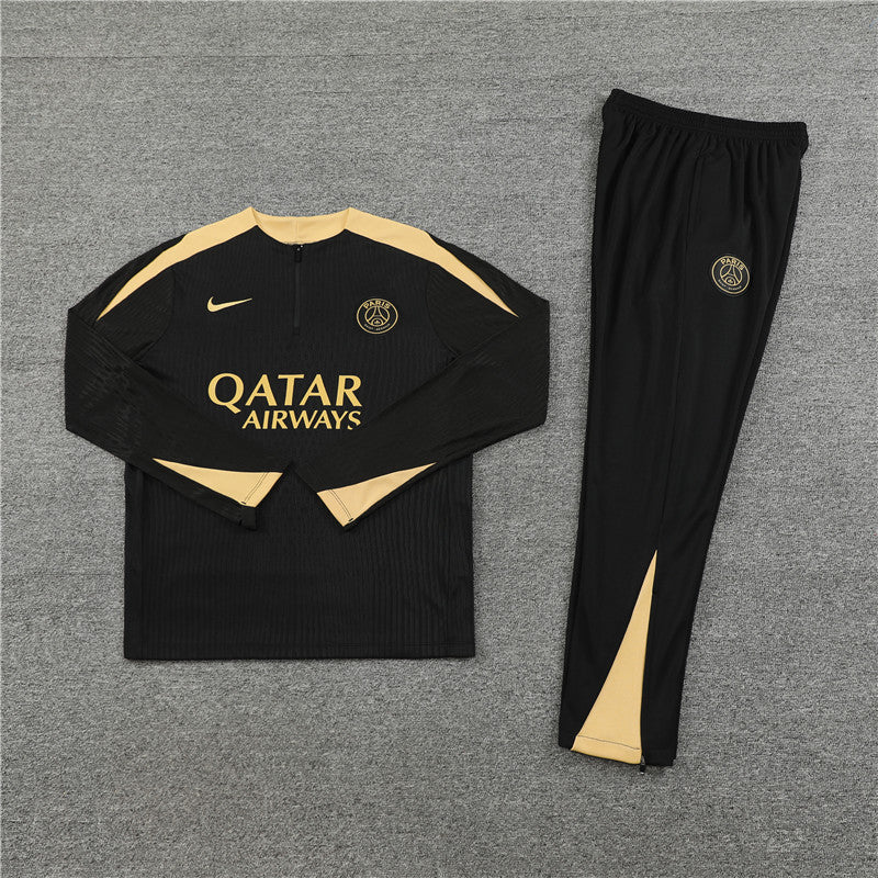 Conjunto Treino PSG 24/25 - Versão Jogador - Preto e dourado