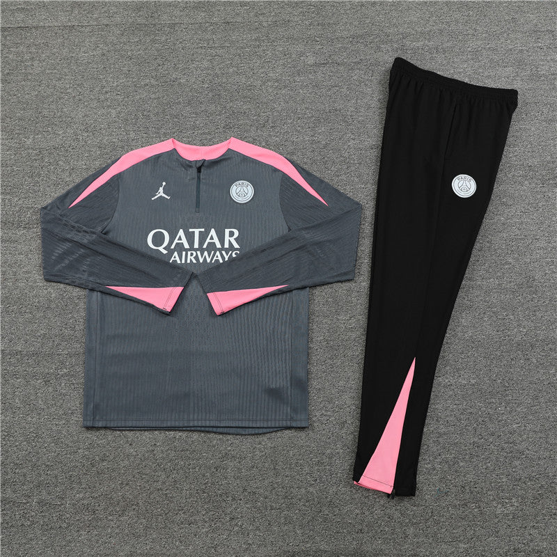 Conjunto Treino PSG 24/25 - Versão Jogador - Cinza, rosa e preto