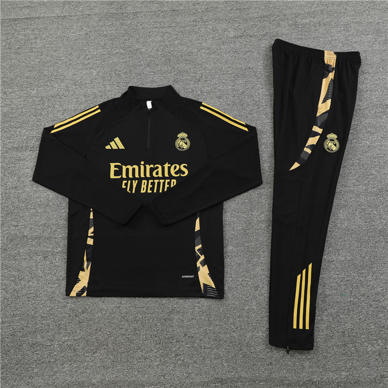 Conjunto Treino Real Madrid 24/25 - Preto e dourado