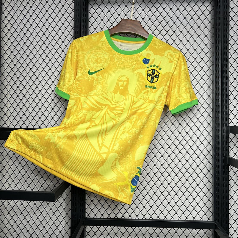 Camisa Brasil Cristo Redentor Amarela - Torcedor Masculina