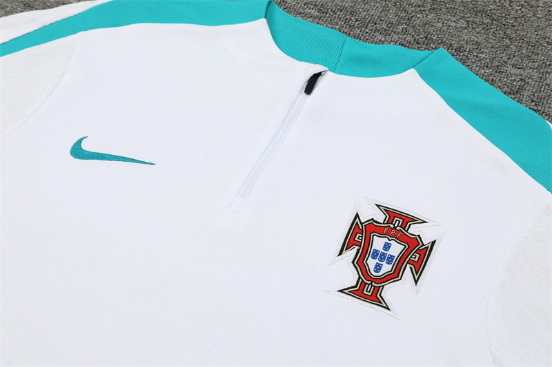 Conjunto Treino Portugal 24/25 - Versão Jogador - Branco e azul