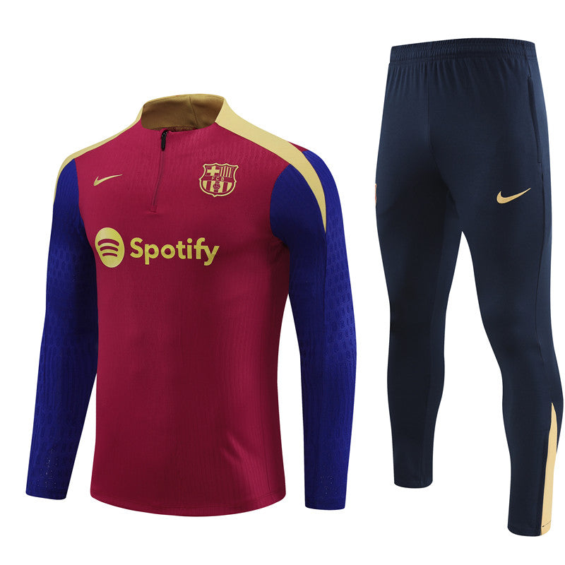 Conjunto Treino Barcelona 24/25 - Versão Jogador - Bordo e azul