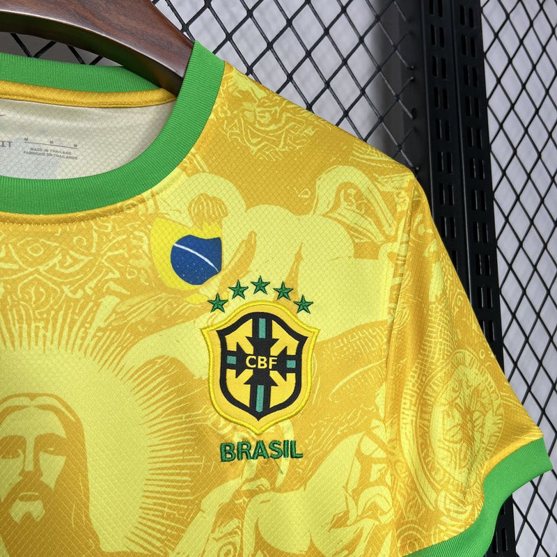 Camisa Brasil Cristo Redentor Amarela - Torcedor Masculina