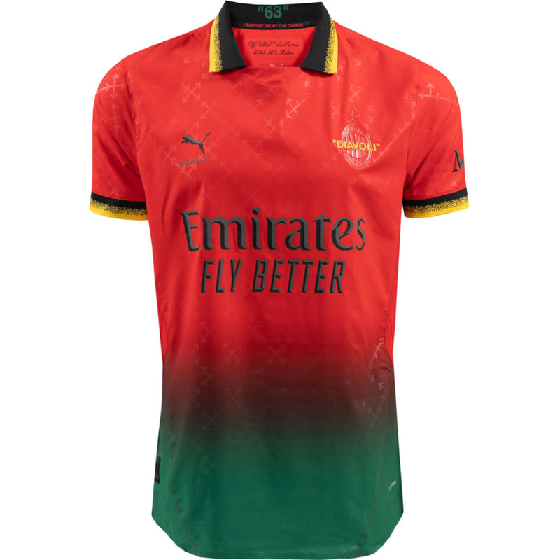 Camisa AC Milan X Off-White 4ª 2025 Edição Limitada "Red" - Jogador - Lançamento