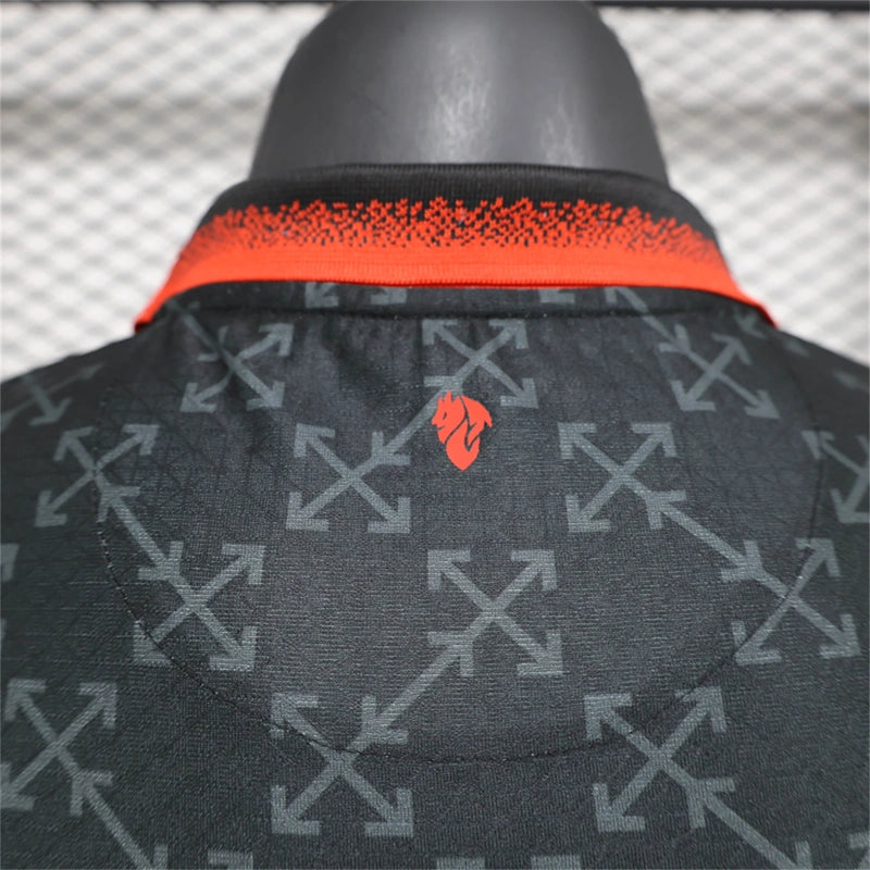 Camisa AC Milan X Off-White 4ª 2025 Edição Limitada "Black" - Jogador - Lançamento