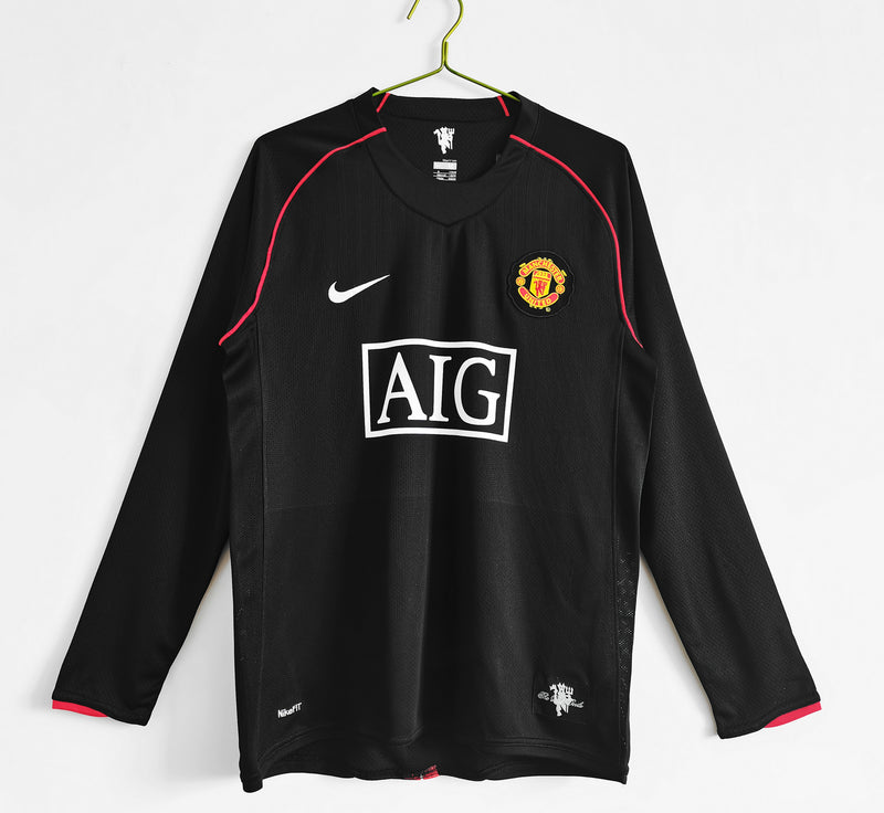 Camisa Manchester United Reserva Preta 07/08 - Versão Retro Manga Longa