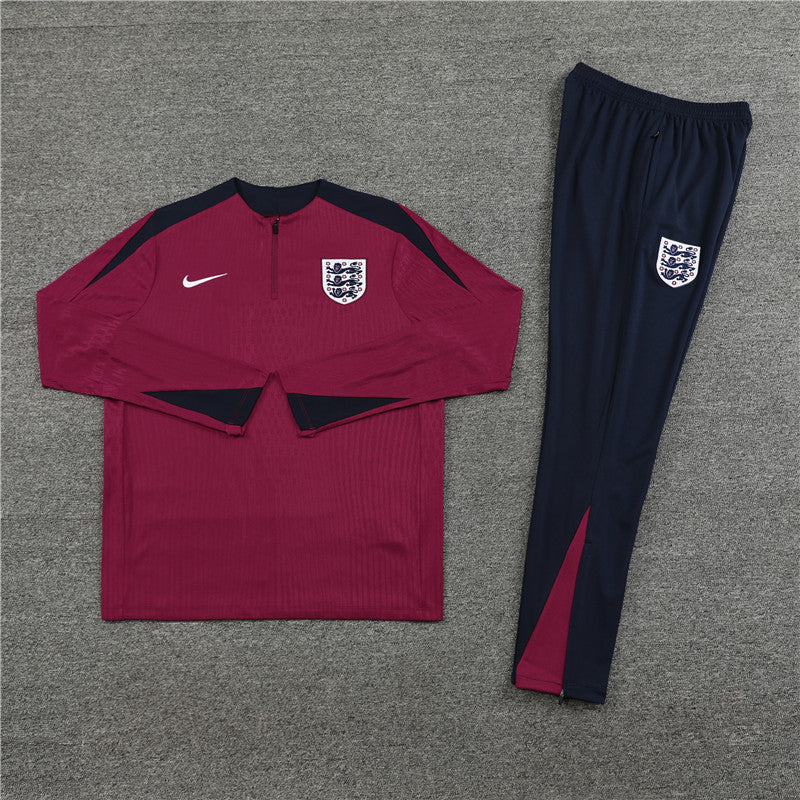 Conjunto Treino Inglaterra 24/25 - Versão Jogador - Bordo e azul marinho