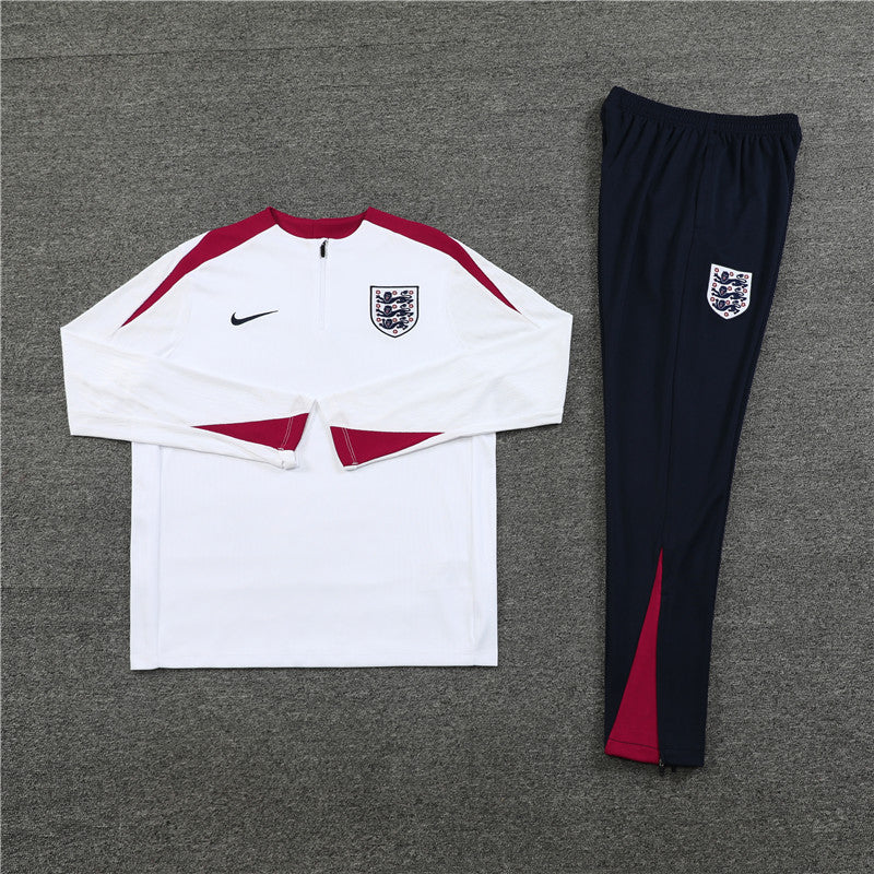 Conjunto Treino Inglaterra 24/25 - Versão Jogador - Branco e azul marinho