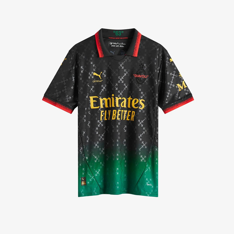 Camisa AC Milan X Off-White 4ª 2025 Edição Limitada "Black" - Torcedor - Lançamento
