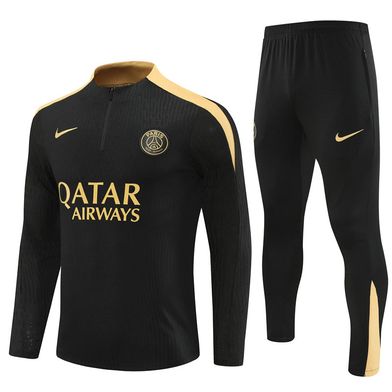 Conjunto Treino PSG 24/25 - Versão Jogador - Preto e dourado