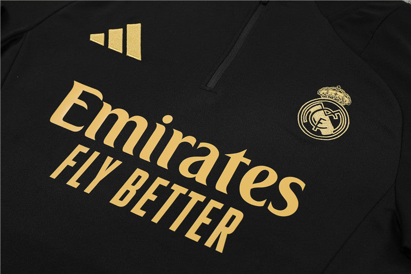Conjunto Treino Real Madrid 24/25 - Preto e dourado