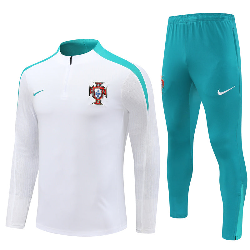 Conjunto Treino Portugal 24/25 - Versão Jogador - Branco e azul