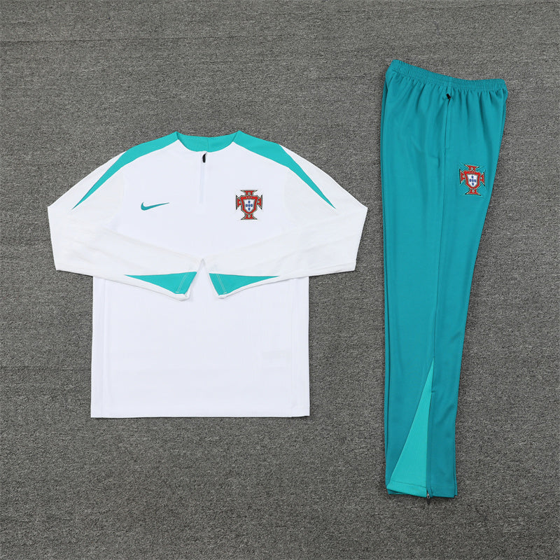 Conjunto Treino Portugal 24/25 - Versão Jogador - Branco e azul