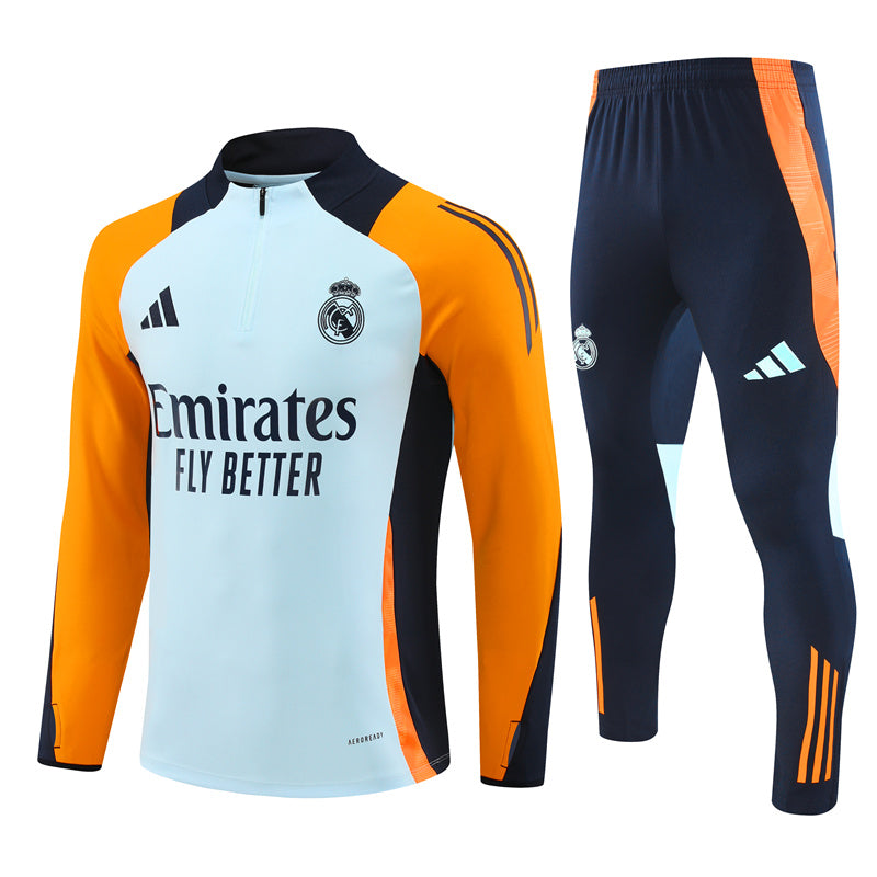 Conjunto Treino Real Madrid 24/25 - Branco e laranja